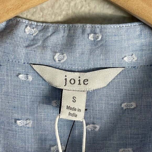 NEW Joie Womens Small Blue Long Sleeve Cotton Swiss Dot Tiered Dress - Picture 4 of 8